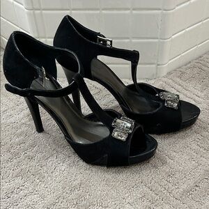 INC jeweled velvet platform heels with T strap. Size 10